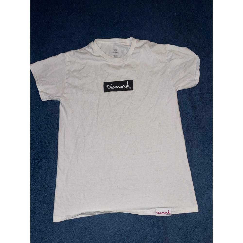 Diamond Supply Co Box Logo Graphic T-Shirt Mens Small White Short Sleeve Tee